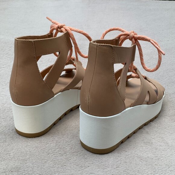 Sorel Cameron Lace Up Leather Platform Wedge Sandals Sz8 - Picture 8 of 16
